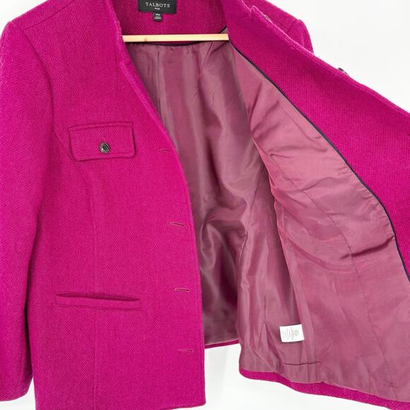 Talbots Wool Blend Band Collar Magenta Jacket - Picture 9 of 13